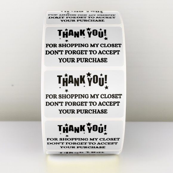 Thank You Sticker for Poshmark Closet Reminder to Accept Order Packaging label - Picture 10 of 11